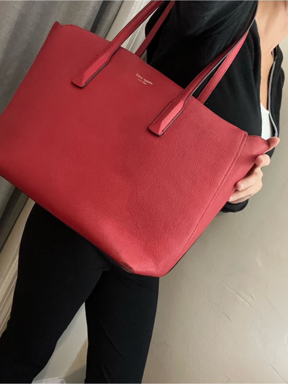 Kate Spade Red Pebbled Leather Tote - Picture 15 of 15